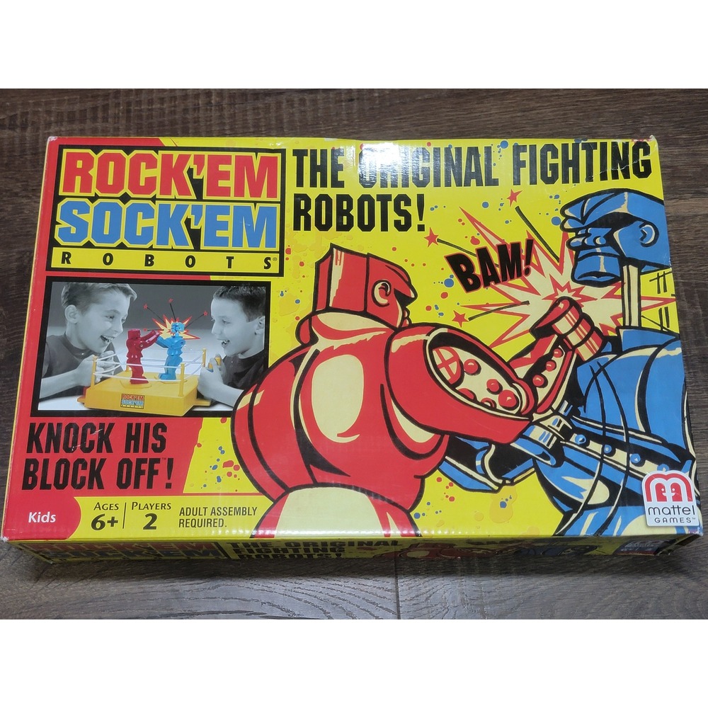 Mattel Rock Em Sock Em Robots Game Fighting Robots Red Rocker Blue Bomber 2012